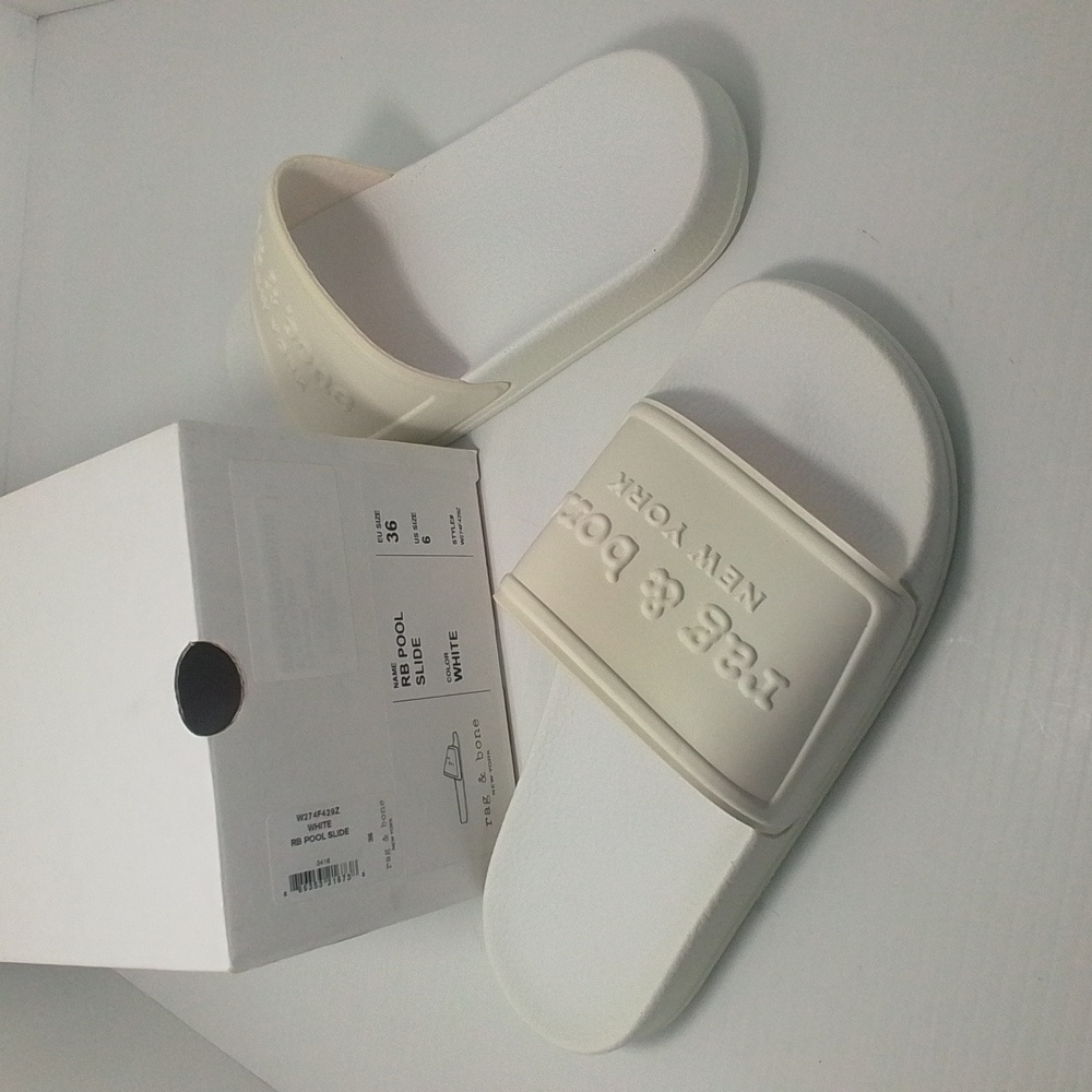 NEW Rag & Bone White Pool Slides - Picture 6 of 16
